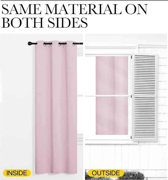 NICETOWN Baby Pink Blackout Curtains 90 inches Length for Living Room, 2 Panels, 55" Wide, Thermal Insulated Long Drapes for Large Window