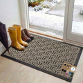 GORILLA GRIP 100% Waterproof All-Season WeatherMAX Doormat, 47x35, US Designed Natural Rubber, Stain and Fade Resistant, Low Profile Indoor Outdoor Door Mats, Easy Clean Patio Mat, Slate Geometric