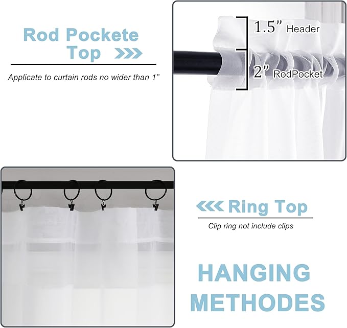 OWENIE Sheer Curtains 84 Inches Long 2 Panels Set, Sheer White Curtains for Living Room Bedroom 59 Inch Extra Wide, Modern Voile Filmy Rod Pocket Drapes, 2 Pcs, Each 59 W x 84L, White