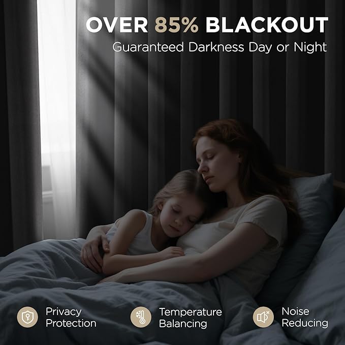 Joydeco Extra Long Curtains, Blackout Curtains 108 Inches Long 2 Panels Set, 108 Inch Curtains, Room Darkening Grommet Darpes for Living Room Bedroom Window (W52 x L108 Inch, Dark Grey)