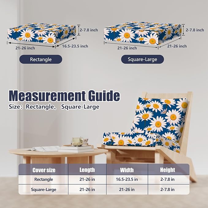 8Pcs Stretch Patio Cushion Covers, Outdoor Couch & Sofa Replacement Slipcovers for Patio Furniture Cushion Covers, Washable Reusable Furniture Protector
