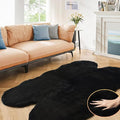 ORINOVA Faux Bunny Fur Rug Plush Area Rugs Machine Washable Black 4x6 Shag Area Rug for Bedroom Faux Sheepskin Rug for Living Room