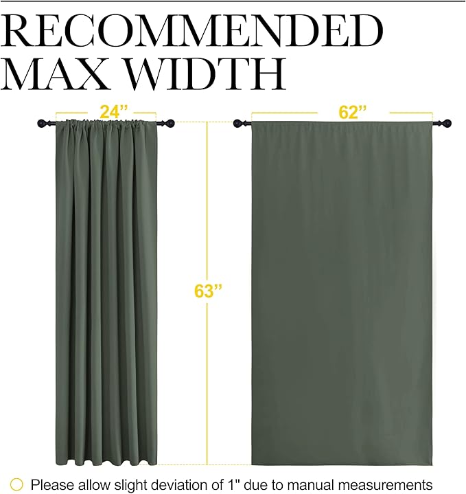 NICETOWN Bedroom Curtains Blackout Draperies - All Season Thermal Insulated Solid Rod Pocket Top Blackout Curtains/Drapes for Kid's Room (Dark Mallard, 1 Pair, 52 x 95 Inch)