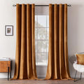 MIULEE Velvet Curtains Gold Brown Elegant Grommet Curtains Thermal Insulated Soundproof Room Darkening Curtains/Drapes for Fall Living Room Bedroom Decor 52 x 84 Inch Set of 2, Pumpkin Brown