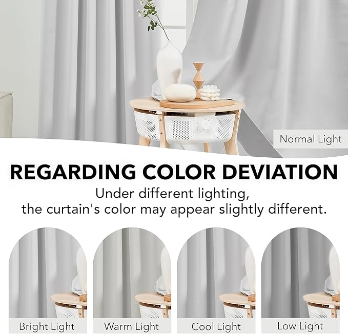 Deconovo Blackout Curtains, Thermal Insulated, W52 x L95 2 Panels, Back Tab, Machine Washable, Room-Darkening Drapes for Bedroom/Living Room Greyish White