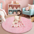 yulidayang Pink Fluffy Round Area Rugs for Bedroom,5'X5'Shag Circle Area Rugs for Girls Room,Non Slip Fuzzy Plush Rug for Kids Room Living Room and Dorm Home Decor Rug