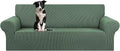 KEKUOU Stretch Oversized Sofa Slipcover 1 Piece Couch Sofa Cover (94"-110") Furniture Protector 4 Seater Sofa with Elastic Bottom for Kids,Pet.Jacquard Checked Pattern Fabric(X Large,Greyish Green)