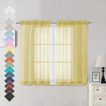 OVZME Mustard Yellow Sheer Curtains 45 Inches Long 2 Panels, Light Filtering Sheer Curtains for Bedroom, Elegant Airy Draperies for Living Room Nursery Room, Dual Rod Pocket, Each 42Wx 45L