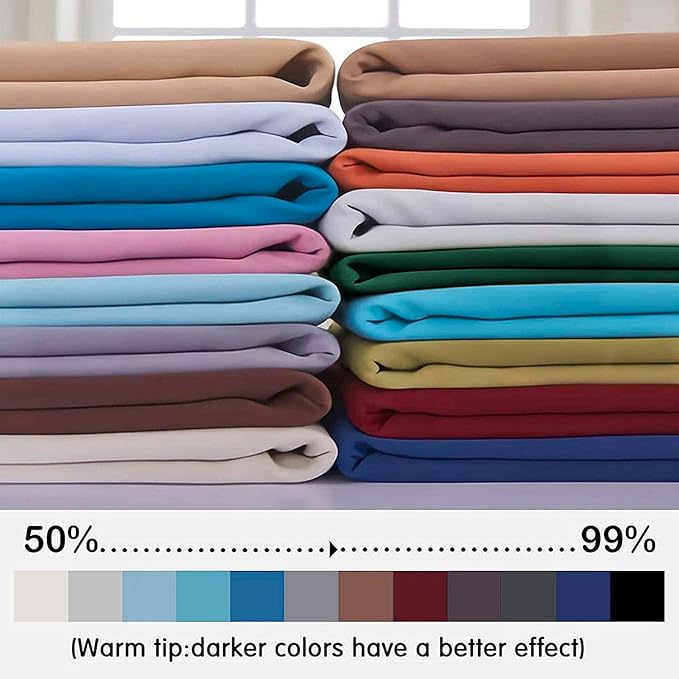 Yakamok Blackout Curtains Room Darkening Thermal Insulated Window Panels,Solid Grommet Top Drapes for Bedroom/Living Room(52Wx90L, Light Grey, 2 Panels)
