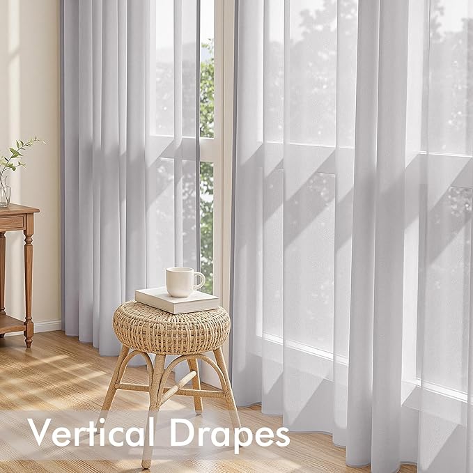 MIULEE Greyish Lilac Sheer Curtains 63 Inches Long, 4 Panels Set, Rod Pocket Light Filtering Window Drapes for Bedroom and Living Room, Elegant Airy Fabric, 54 x 63 Inches
