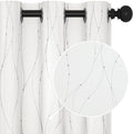 Deconovo White Short Curtains, Room Darkening Curtain, Thermal Insulated Soundproof Drapes, Wave Dots Silver Print, 38 x 45 Inch, Grommet Top, Window Panels for Living Room Bedroom Kitchen, Set of 2