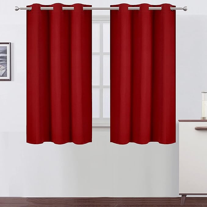 LEMOMO Red Blackout Curtains 42 x 54 Inch Length Set of 2 Panels Grommet Bedroom Curtains for Living Room