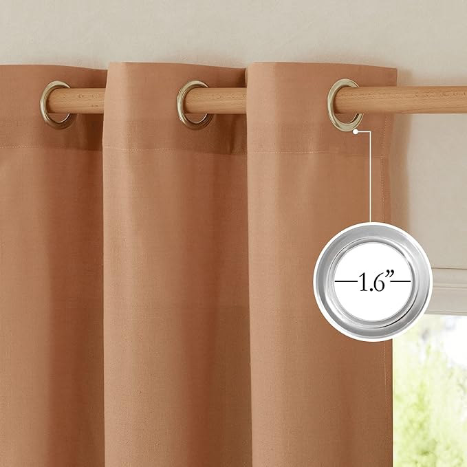 NICETOWN Burnt Orange Linen Kitchen Curtains 36 inch Length, Decorative Thick Flax Small Window Treatments Privacy Assured with Light Filtering for Bedroom/Bathroom, W55 x L36, 2 Panels