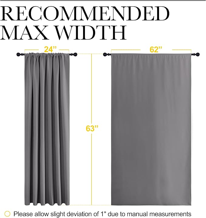 NICETOWN Blackout Curtain Panels for Window - Thermal Insulated Rod Pocket Blackout Drapes/Draperies for Dining Room (2 Panels, W62 x L63 inches, Grey)