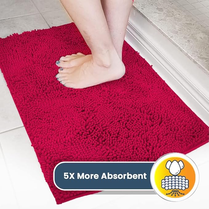Muddy Mat® | Super Absorbent Door Mat Indoor, Microfiber Quick Dry Chenille Entryway Rug, Non-Slip Front Door Mat, Indoor Mats for Entryway, Machine Washable Pet Rug, Maroon 24" x 72"