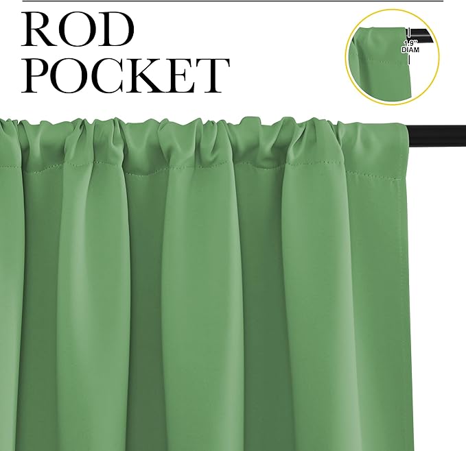 NICETOWN Blackout Curtains for Living Curtains, Froest Green, 1 Pair, 34-inch W x 84-inch L, Home Decorations Thermal Insulated Solid Pole Top Blackout Drapes for Living Room