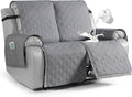 VANSOFY Waterproof Recliner Couch Covers, Sofa Covers 1-Piece Washable Reclining Sofa Cover Non-Slip Furniture Protector with Elastic Straps Pocket for Dogs, Pets(Light Gray,Oversized 2 Seater)
