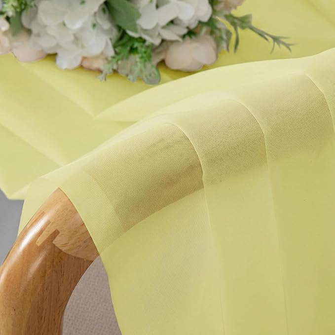 OWENIE Sheer Curtains 63 Inch Length 2 Panels Set for Bedroom Living Room, Modern Soft Solid Light Filtering Sheer Curtain, Rod Pocket Window Treatments, 42" Wx63 L, Light Yellow