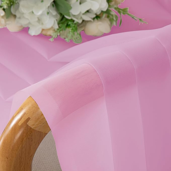 Chyhomenyc Pink Sheer Curtains 30 inch Length 2 Panels, Light Filtering Voile Rod Pocket Short Window Curtians for Bathroom Living Room Farmhouse Small Windows, 42Wx30L inches