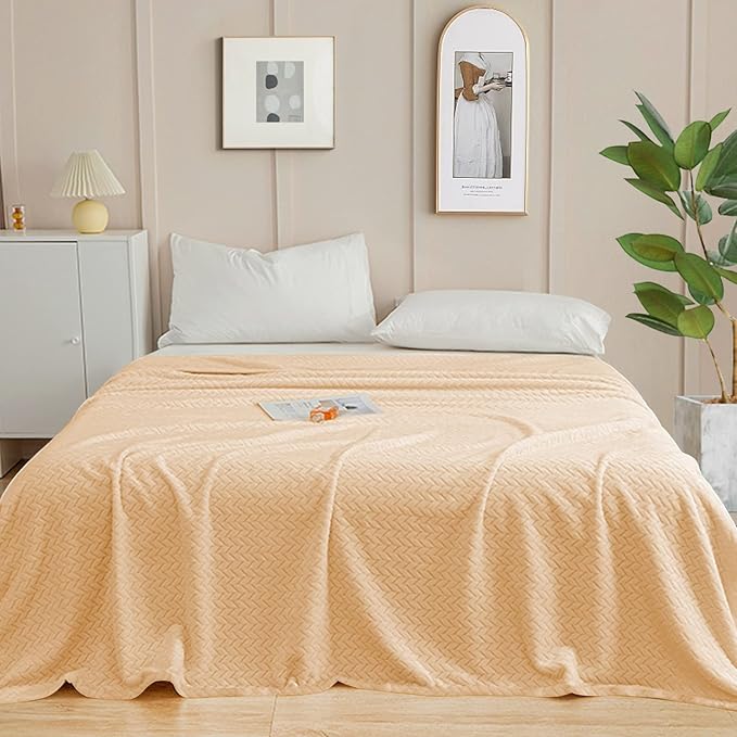 inhand Fleece Blanket for Bed, Super Soft Flannel Cozy King Bed Blanket for Adults, Washable Lightweight Fuzzy Bed Blanket for Office Sofa, Warm Plush Blankets for All Season (90"×108", Cream)