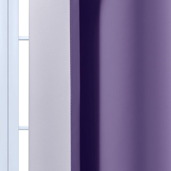 Yakamok Greyish White and Lavender Purple Ombre Curtains,Light Blocking Curtains,Room Darkening Grommet Window Drapes for Bedroom(Lavender Purple,52x63 Inch,2 Panels)
