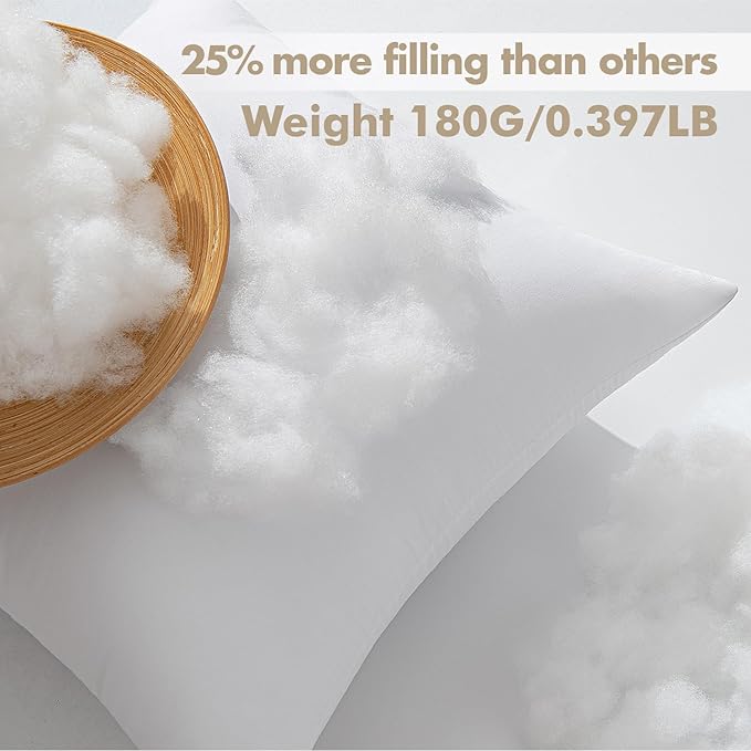 MIULEE Pillows Inserts, Pack of 4 12x12 Inch 100% Virgin Microfiber Filling Throw Pillows for Bed Couch Sofa