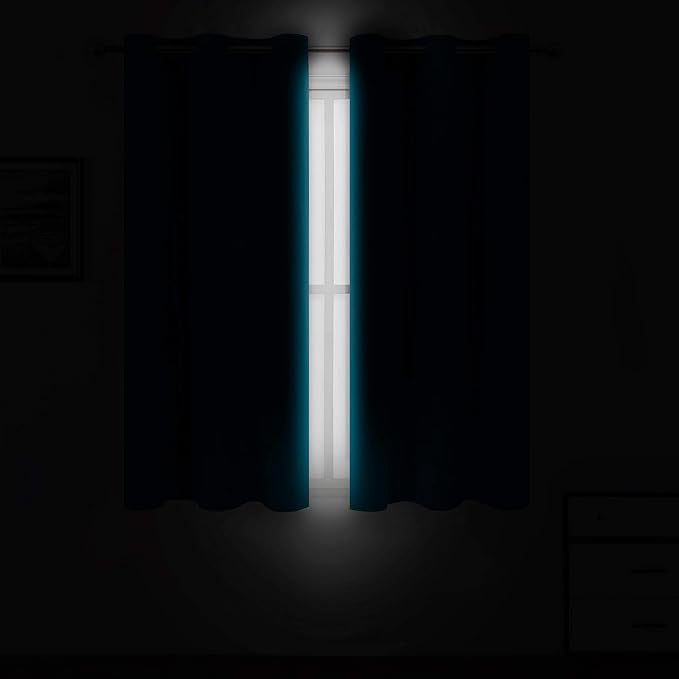 LEMOMO Teal Thermal Blackout Curtains/38 x 84 Inch/Set of 2 Panels Room Darkening Curtains for Bedroom