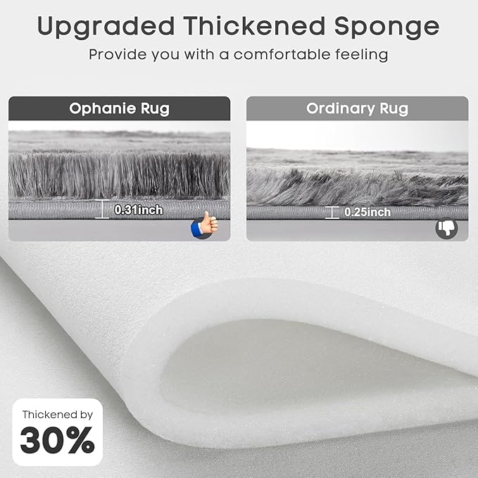 Ophanie Tie-Dyed Grey&White 8x10 Area Rugs for Living Room, Large Shag Bedroom Carpet, Big Indoor Thick Soft Nursery Rug, Fluffy Carpets for Boy and Girls Room Dorm Home Decor Aesthetic