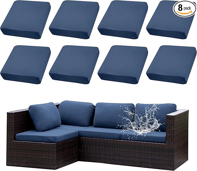 Outdoor Cushion Covers Set,8PCS Patio Furniture Couch Seat Slipcovers, Replacement for Sofa Sectional Chair(Cover，Only)