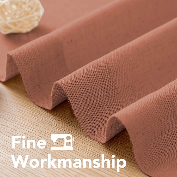 H.VERSAILTEX Linen Curtains Home Decorative Nickel Grommet Curtains Privacy Added Energy Saving Light Filtering Window Treatments Draperies for Bedroom, Terracotta, 2 Panels, 52 x 45 - Inch