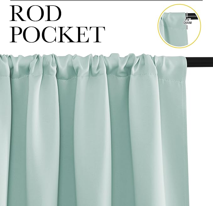 NICETOWN Blackout Curtains for Living Curtains, Aqua Blue, Set of 2, 52 by 63 Inch, Window Treatment Blackout Curtain Panels, Home Decor Thermal Insulated Solid Drapes for Bedroom