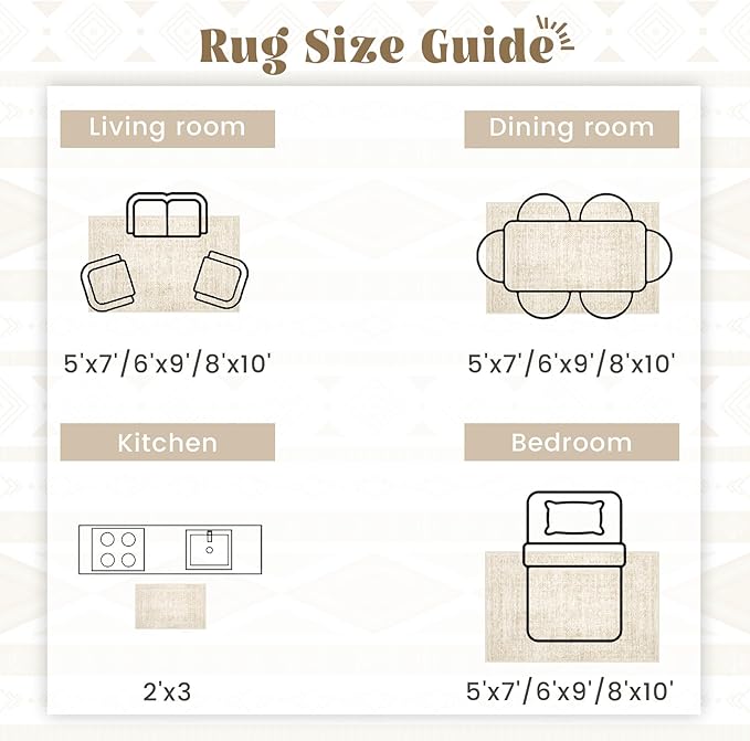 2x8 Washable Runner Rug: Moroccan Geometric Boho Rug Farmhouse Non Slip Stain Resistant Rugs Low Pile Soft Carpet for Porch Kitchen Laundry Room Living Room Bedroom (Beige,2'x8')