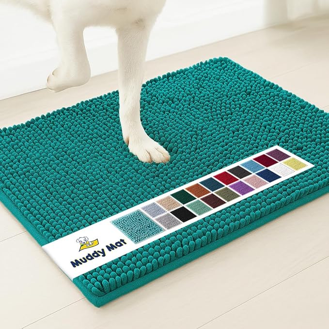 Muddy Mat® | Super Absorbent Door Mat Indoor, Microfiber Quick Dry Chenille Entryway Rug, Non-Slip Front Door Mat, Indoor Mats for Entryway, Machine Washable Pet Rug, Teal 48" x 72"