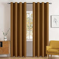 MIULEE Blackout Room Darkening Curtains Thermal Insulated Drapes Solid Window Treatment Set Grommet Top Light Blocking Curtain for Living Room/Bedroom 2 Panels 52 x 84 inch Length Golden Brown