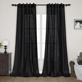 Black Linen Textured 96 Inch Curtains 2 Panel Set Back Tab Rod Pocket Sheer Light Filtering Boho Room Decor Aesthetic Curtains Burlap Look Curtain Drapes for Living Room Bedroom 8Ft 40x96 Inches