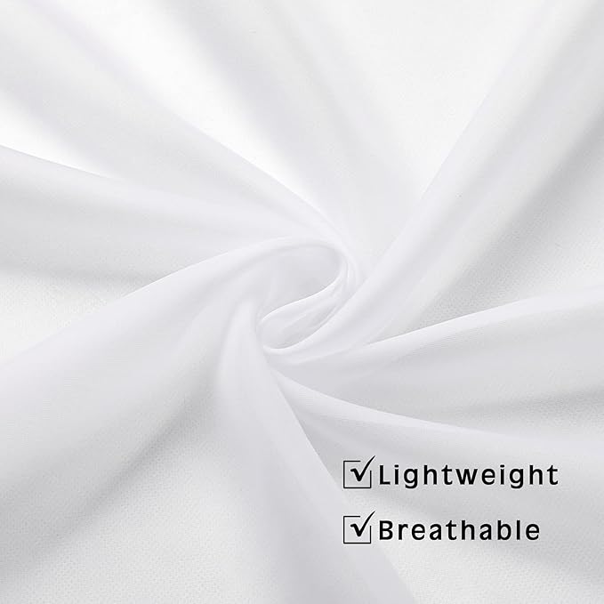 OVZME White Sheer Window Valance Curtains, Light Filtering Kitchen Valances Windows Treatment, Small Voile Sheer Curtains for Living Room/Bathroom/Basement, Top Dual Rod Pocket, 2PCS