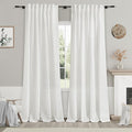 Nanspring White Linen Curtains 91 Inches Long for Living Room Extra Long Back Tab Curtains Farmhouse Light Filtering Semi Sheer Linen Drapes Ceiling to Floor for Large Window 2 Panels Set 52x91