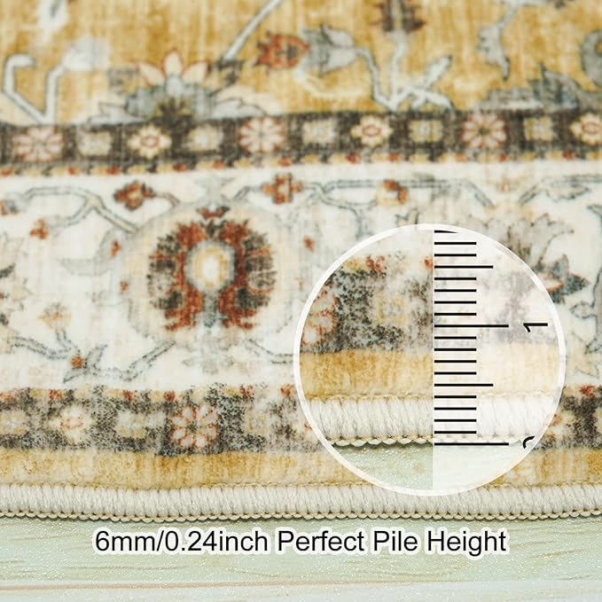 Washable Hallway Runner Rug 2x3 - Runner Rug Kitchen Rugs and Mats Non Skid Washable Waterproof Carpet Runner for Living Room Bedroom Bathroom (Gold, 2X3)