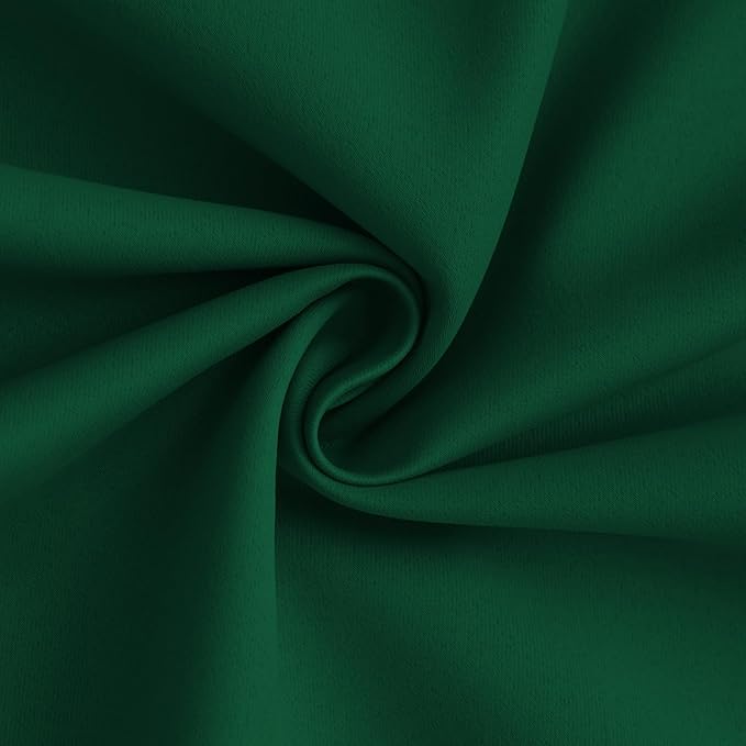 Yakamok 100% Blackout Curtain Panels 84 inches Cold and Light Blocking Drapes for Nursery, 2 Thick Layers Thermal Insulated Draperies (2 Pieces, 50 Wide Each Panel, Dark Green/White Backing)