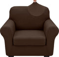 XINEAGE 2026 New 2 Pieces Chair Covers with Arms Super Stretch Chair Slipcover for Living Room Pet Dog Universal Slip Cover Anti Slip Armchair Furniture Protector (Coffee), 31"-46"(1 Cushion)