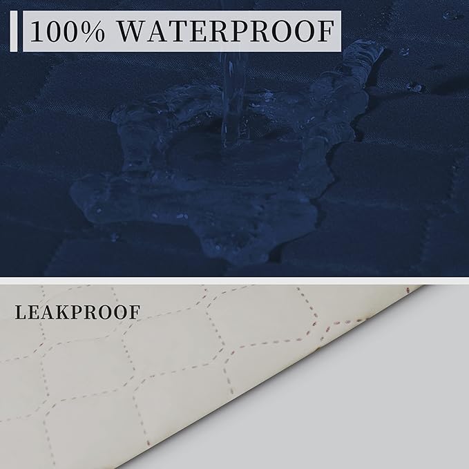 ISSUNTEX Double Protection 100% Waterproof Recliner Covers for Living Room, Reversible Furniture Protector Recliner Couch Sofa Slipcover for Dogs, Pets, Kids (Recliner, Navy/Ivory)