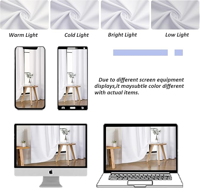 Simplebrand Ava Pure White Curtains 30 Inches Long 2 Panels, Light Filtering Half Window Rod Pocket Privacy Short Curtains, Thermal Insulated Curtain Tiers for Kitchen Bathroom Shades, W30 x L30 Inch