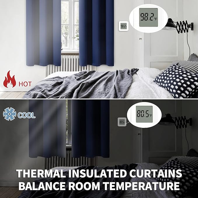 BGment Blackout Curtains for Bedroom - Grommet Thermal Insulated Room Darkening Curtains for Living Room, Set of 2 Panels (38 x 63 Inch, Navy Blue)