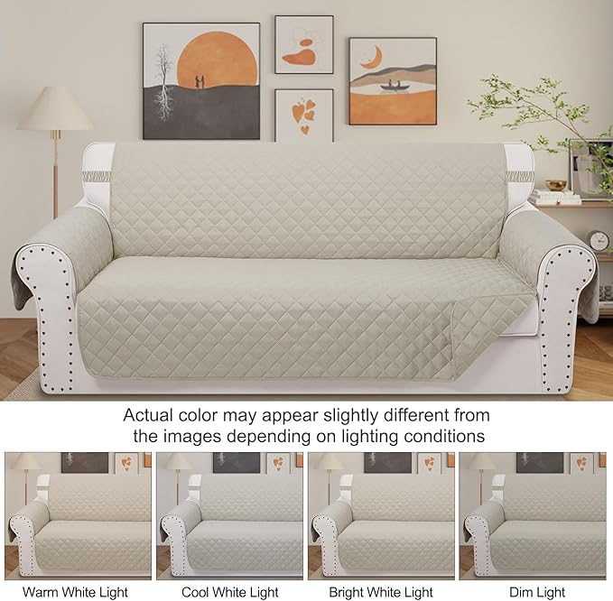 Recliner Chair Covers Reversible Sofa Cover Couch Cover for Pets Lazy Boy Furniture Protector(28''Recliner,Beige/Beige)