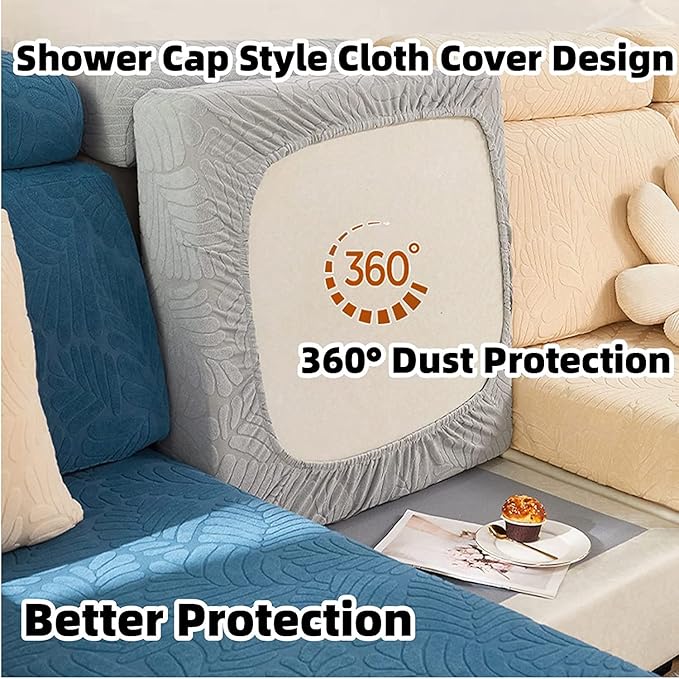 Couch Cushion Covers for Sofa Couch Covers Wear-Resistant Universal Sofa Cover Washable Stretch for Sectional Slipcovers (Texture-Sea Blue,Extra Large Single Seat Cover)