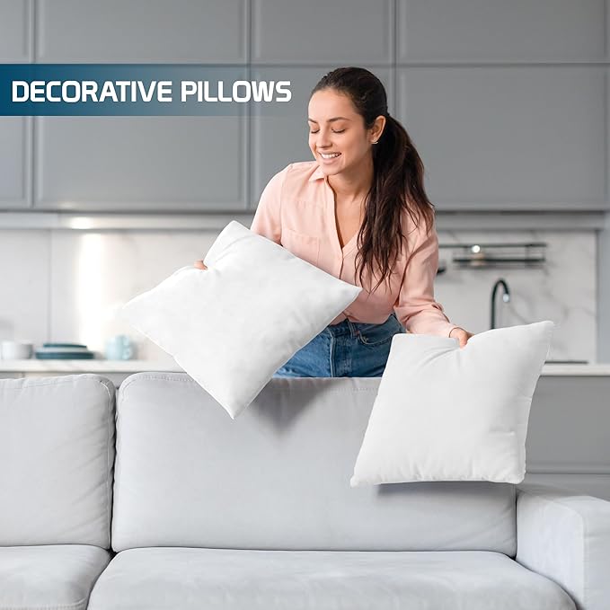Utopia Bedding Throw Pillows (Set of 4, White) – 16 x 16 Inches Down Alternative Pillows for Bed, Sofa, and Couch - Fluffy Decorative Stuffer Pillow for Indoors & Outdoors