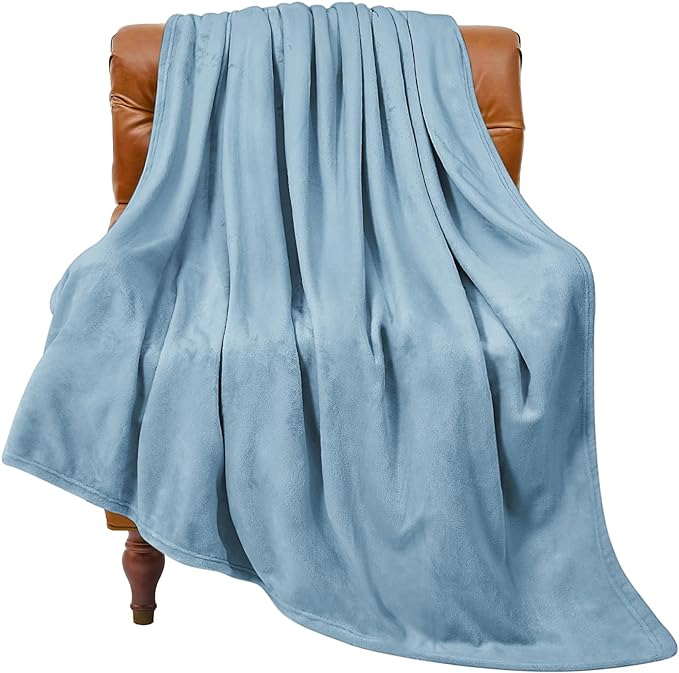 BEDELITE Fleece Blanket Twin Size Washed Blue Throw Blankets for Couch & Bed, 300GSM Luxury Plush Cozy Fuzzy Blanket 60x80 inches, Super Soft Warm Lightweight Throw Blanket for Travel Camping