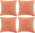 Fancy Homi 4 Packs Boho Coral Decorative Throw Pillow Covers 14x14 Inch for Living Room Couch Bed Sofa, Rustic Modern Farmhouse Home Decor, Soft Plush Corduroy Peach Cute Square Cushion Case 35x35 cm