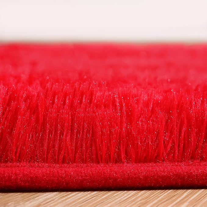 Amearea Premium Soft Fluffy Rug Modern Shag Carpet, 9x12 Feet, Fuzzy Shaggy Rugs for Bedroom Living Room Teen Apartment Decor, Comfortable Indoor Furry Dorm Carpets, Red