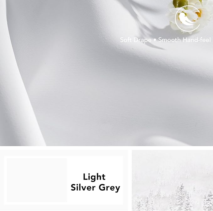 Deconovo Blackout Curtains, Thermal Insulated, W42 x L54 2 Panels, Back Tab, Machine Washable, Room-Darkening Drapes for Bedroom/Living Room Light Star White